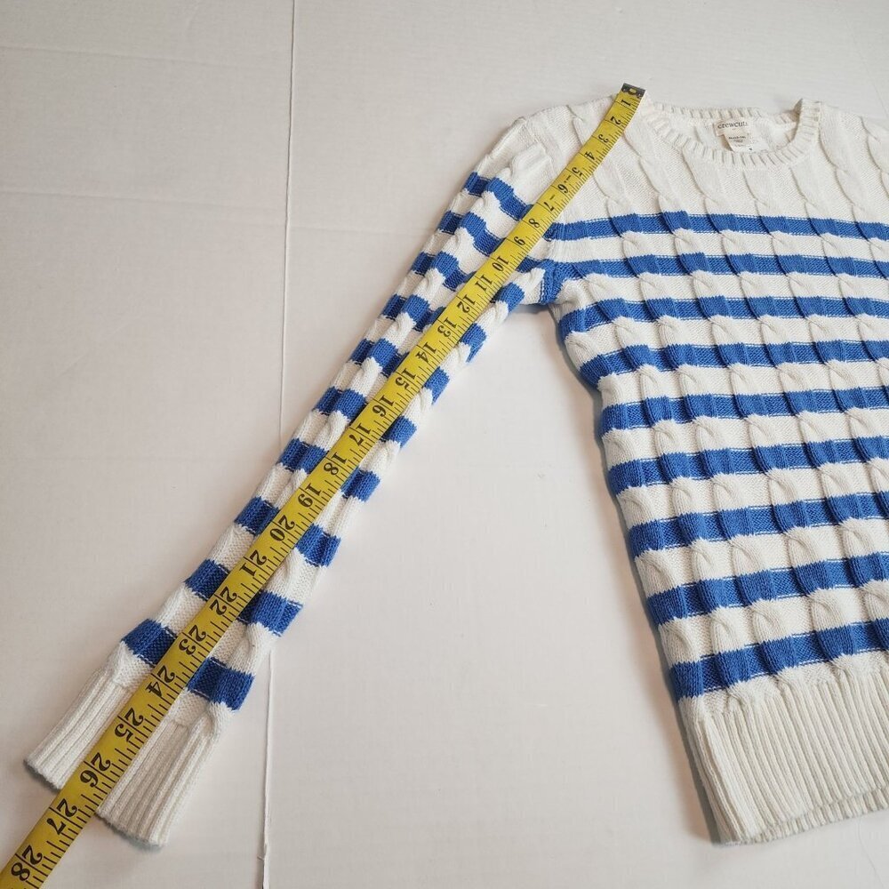New Crewcuts Factory girls 12-14 knit sweater Blue White stripes coastal - Picture 8 of 10